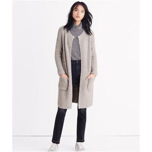 Madewell Stone Gray Wafflestitch Waffle Knit Sweater Open Front Coat XS Cozy